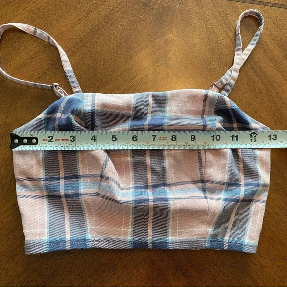 Aeropostale Women’s Square Tank Top Adj Spaghetti Strap Cropped Plaid EUC Sz XS‎ - Picture 8 of 11